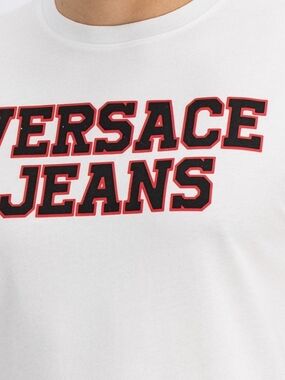 Versace Jeans Collection White Tee with Black and Red Logo